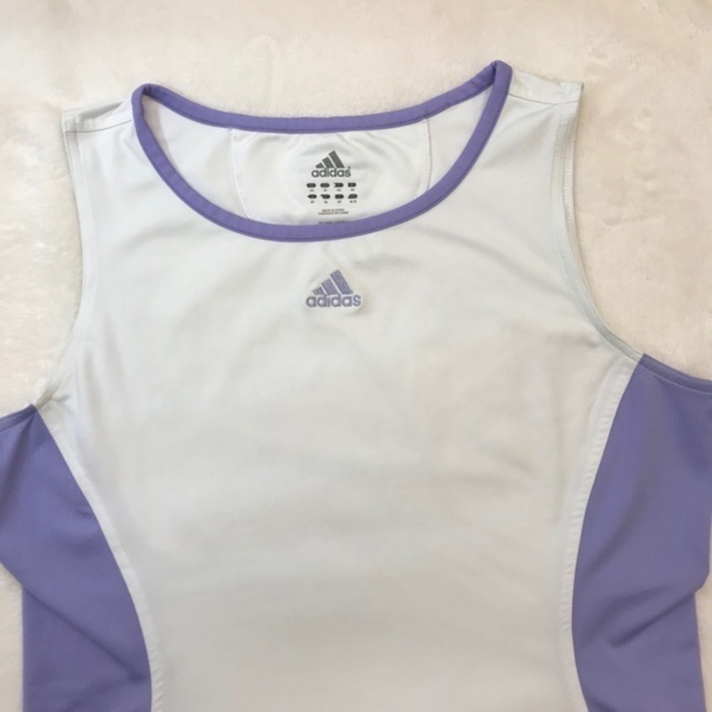 Adidas Women’s Sleeveless white lavender Athletic Top Size Medium - Picture 3 of 8